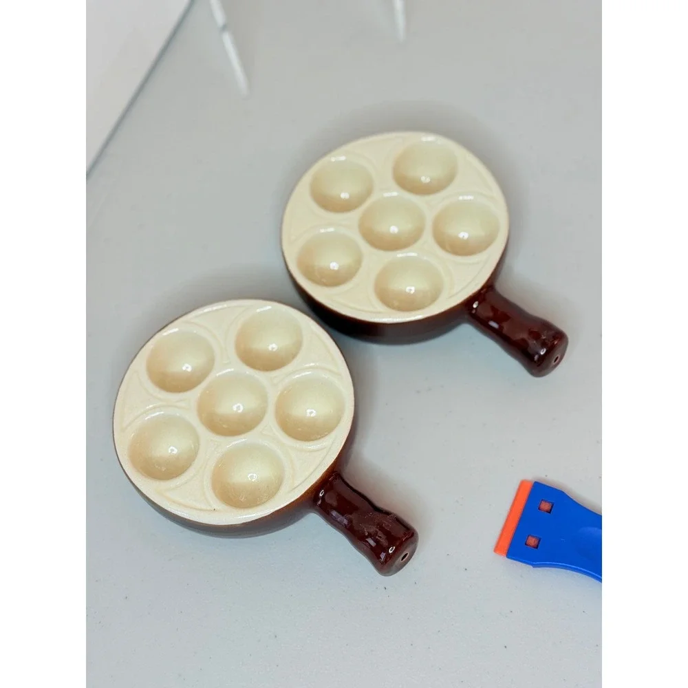 Emile Henry France Ceramic Escargot Dishes Set of 2 Brown Cream 6 Well SJ5 50.06